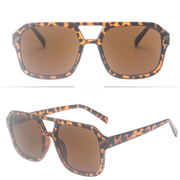 Wholesale Leopard Print Double Bridge PC Sunglasses